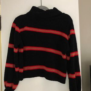 Wild Fable cropped turtleneck sweater -red stripe